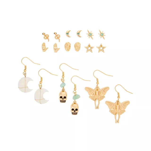 Multi-Pack CZ Goldtone Moon Crystal Earrings - 9 Pack at Spencer's