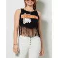 Hooters Black Fringe Crop Top at Spencer's