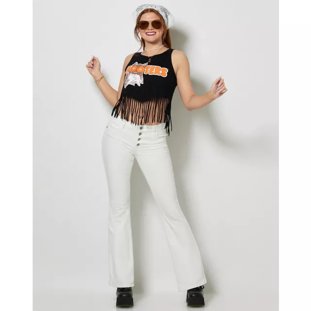 Hooters Black Fringe Crop Top at Spencer's