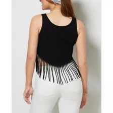 Hooters Black Fringe Crop Top at Spencer's