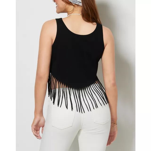 Hooters Black Fringe Crop Top at Spencer's