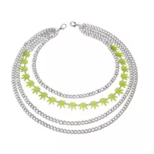 4 Row Stacked Chain Weed Leaf Necklace at Spencer's