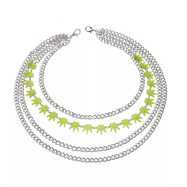 4 Row Stacked Chain Weed Leaf Necklace at Spencer's