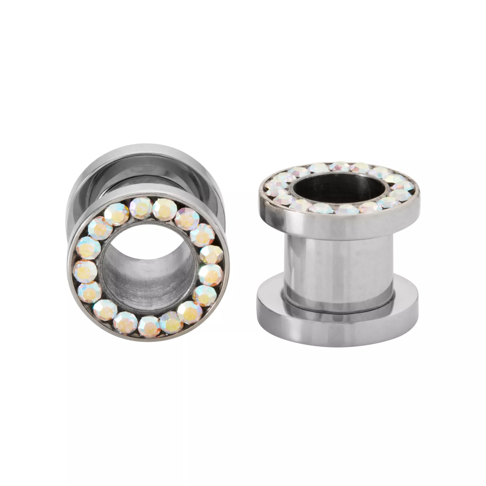 CZ Aurora Borealis-Effect Screw Fit Tunnels at Spencer's