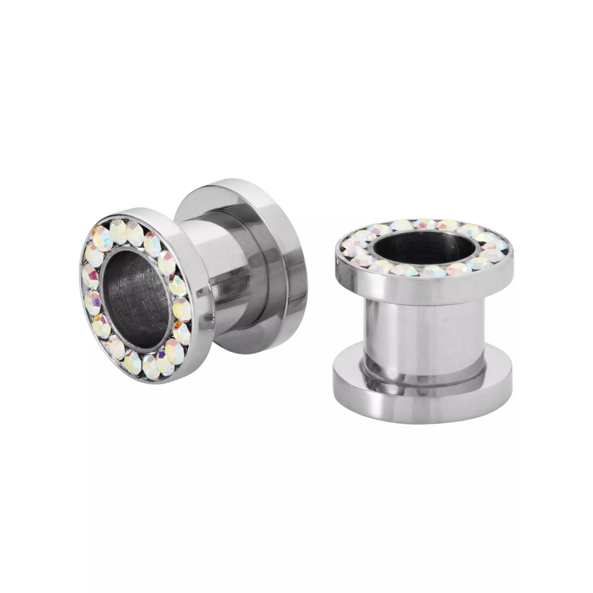 CZ Aurora Borealis-Effect Screw Fit Tunnels at Spencer's