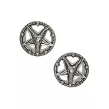 Pentagram Baphomet Skull Double Flare Plugs at Spencer's