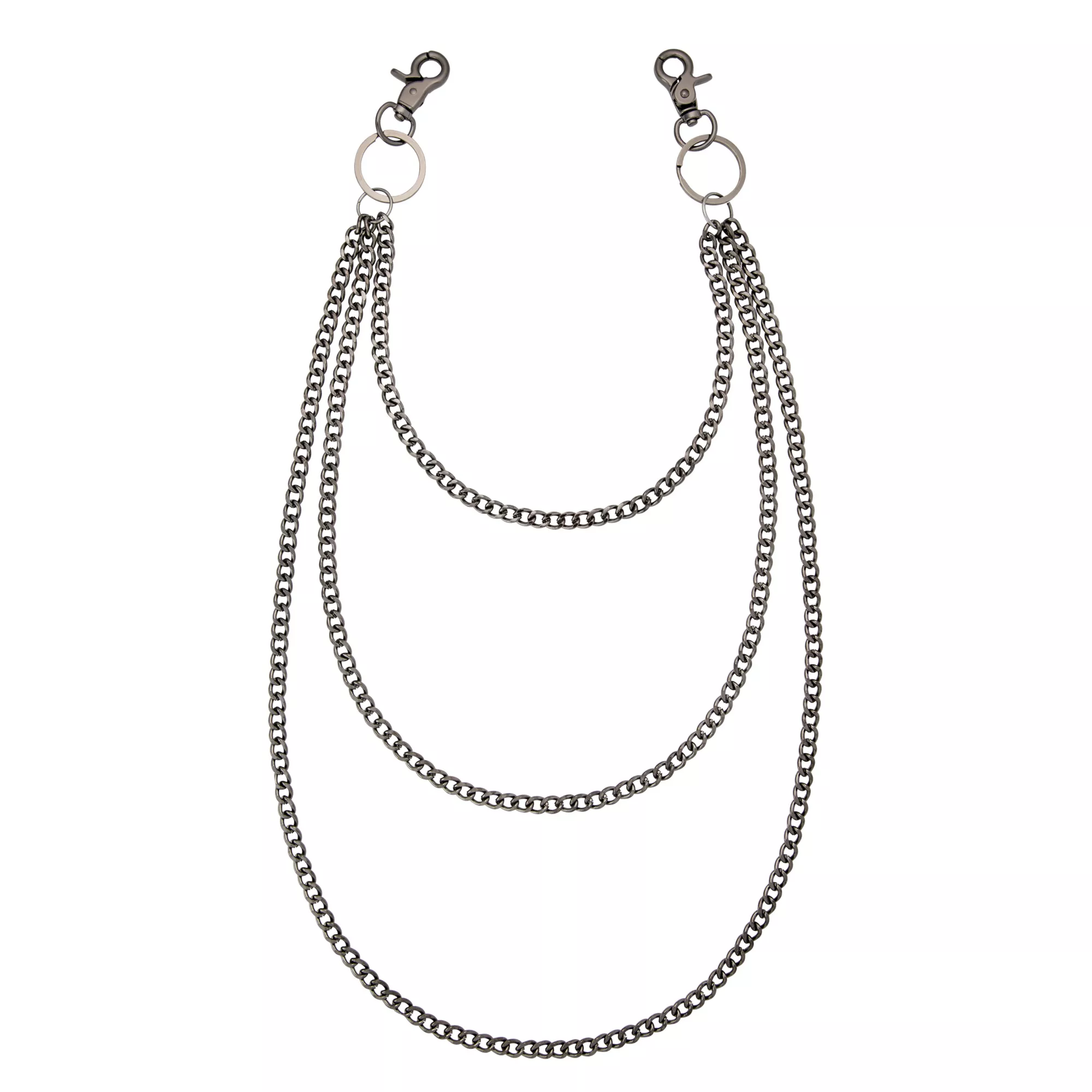 Black 3-Row Curb Wallet Chain at Spencer's