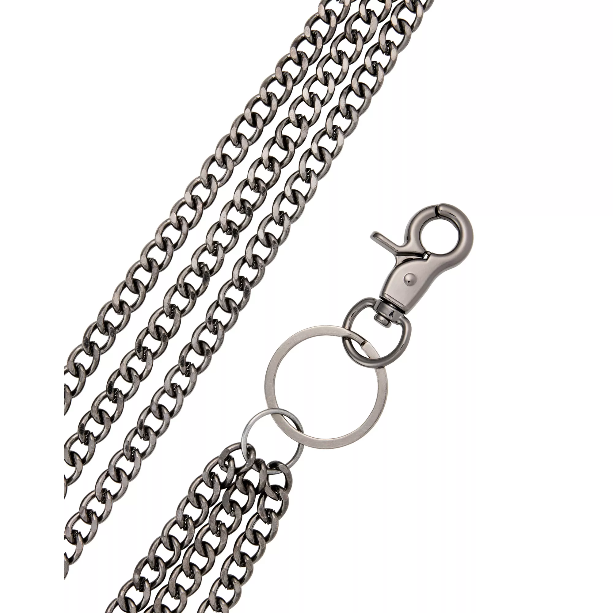 Black 3-Row Curb Wallet Chain at Spencer's