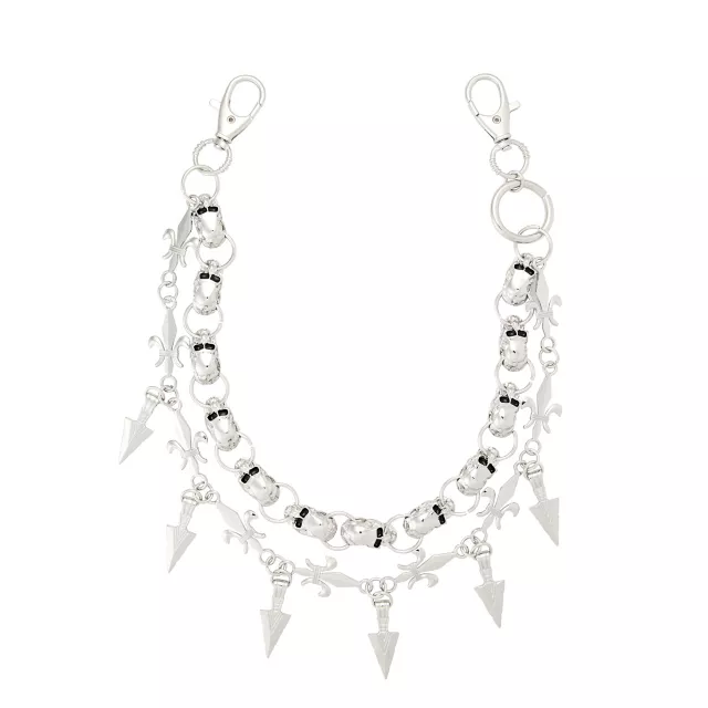 Silvertone Double Row Spike Wallet Chain at Spencer's