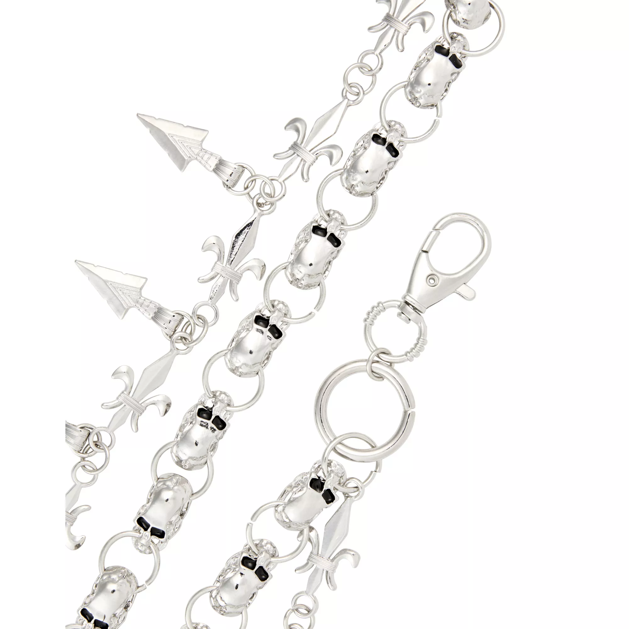 Silvertone Double Row Spike Wallet Chain