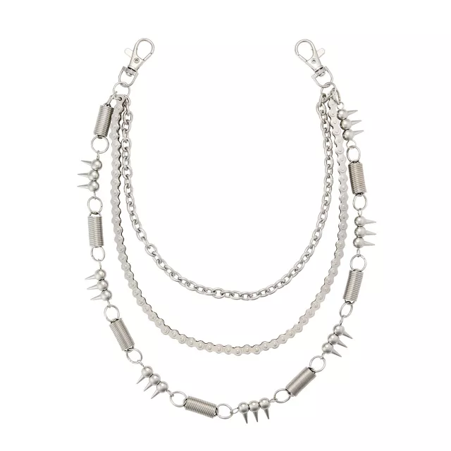 Silvertone Triple Row Spike Coil Wallet Chain at Spencer's