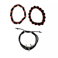 Multi-Pack Black and Red Deer Head Bracelets - 3 Pack at Spencer's
