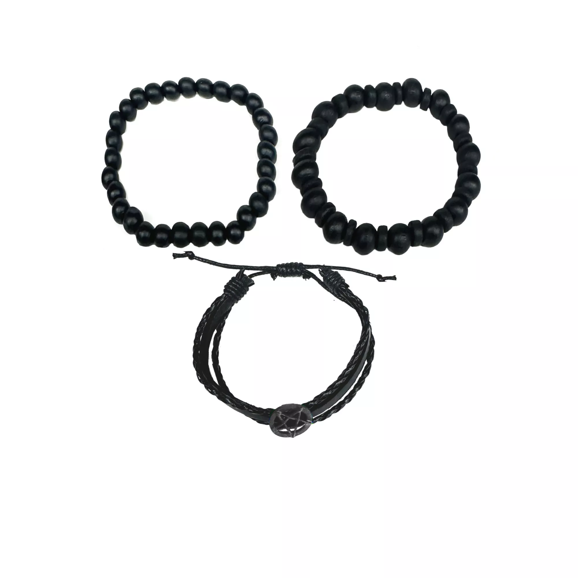 Multi-Pack Black Pentagram Beaded Bracelets - 3 Pack at Spencer's