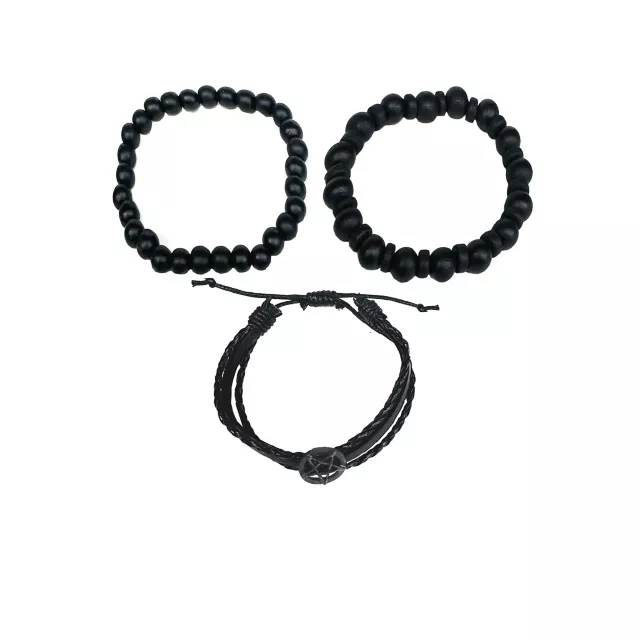 Multi-Pack Black Pentagram Beaded Bracelets - 3 Pack at Spencer's