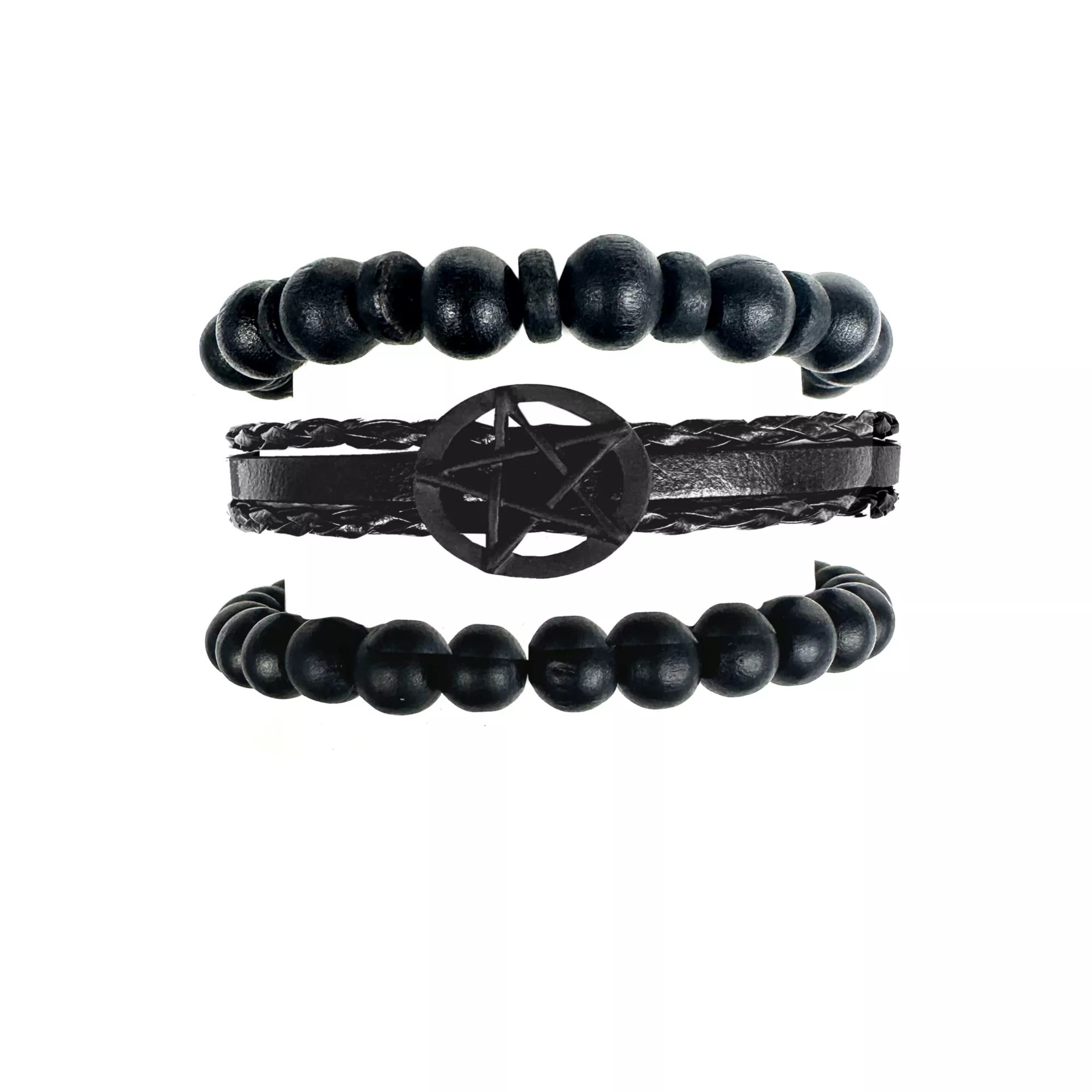 Multi-Pack Black Pentagram Beaded Bracelets - 3 Pack at Spencer's