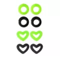 Multi-Pack Green and Black Heart Silicone Tunnels - 4 Pairs at Spencer's
