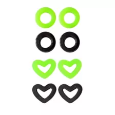 Multi-Pack Green and Black Heart Silicone Tunnels - 4 Pairs at Spencer's