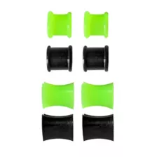 Multi-Pack Green and Black Heart Silicone Tunnels - 4 Pairs at Spencer's