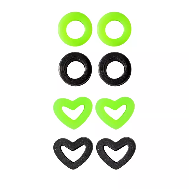 Multi-Pack Green and Black Heart Silicone Tunnels - 4 Pairs at Spencer's