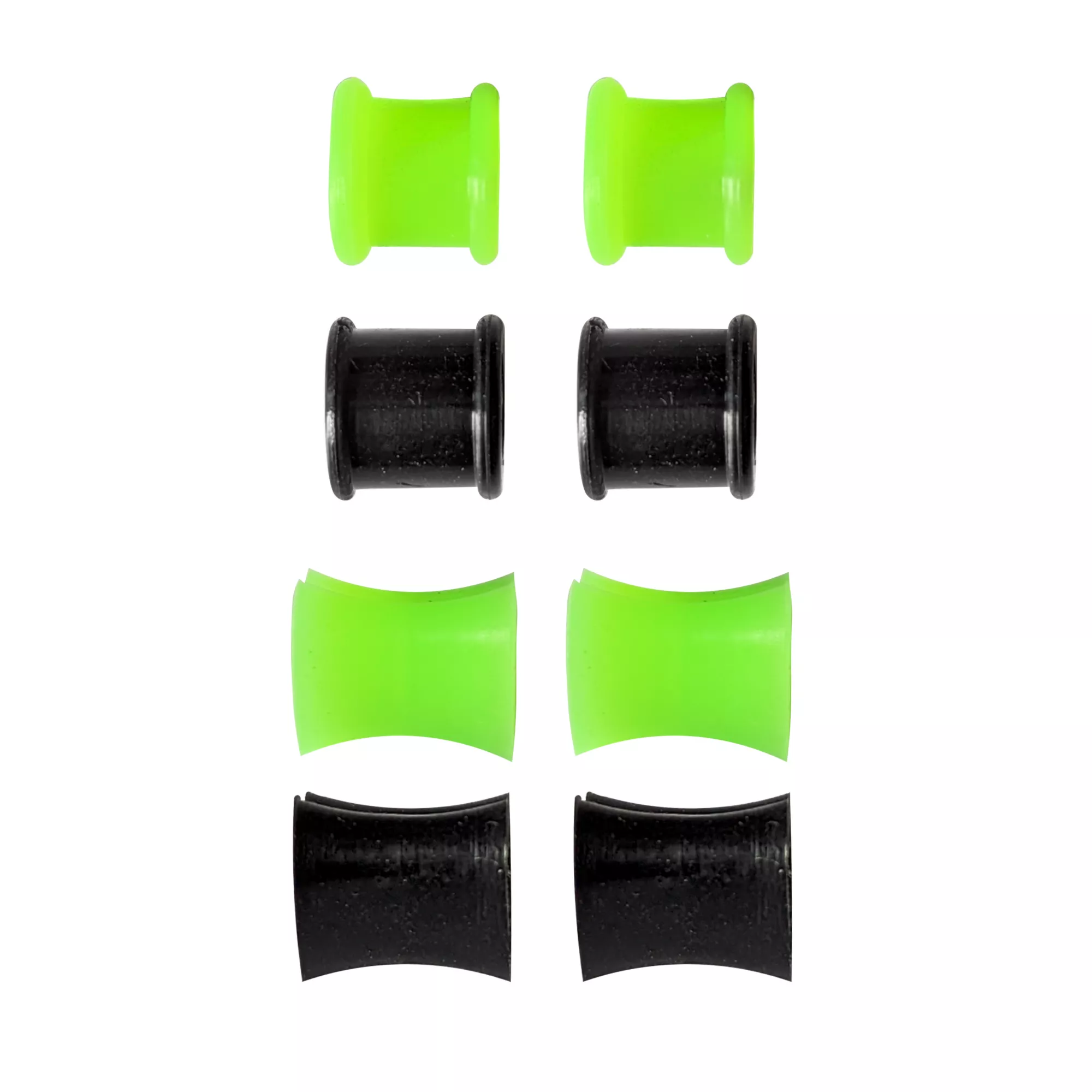 Multi-Pack Green and Black Heart Silicone Tunnels - 4 Pairs at Spencer's