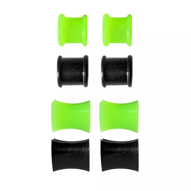 Multi-Pack Green and Black Heart Silicone Tunnels - 4 Pairs at Spencer's