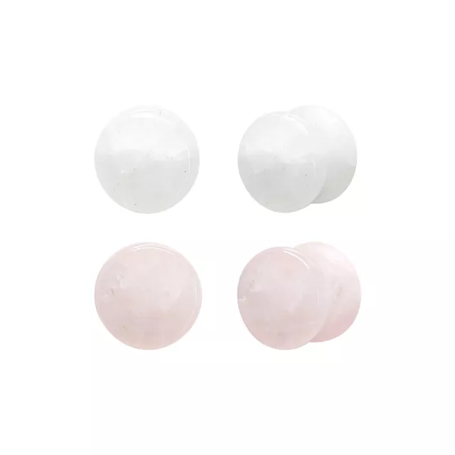Multi-Pack Clear and Rose Quartz Stone Plugs - 2 Pair at Spencer's