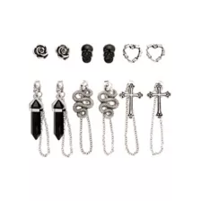 Multi-Pack Cross Snake Skull Earrings - 6 Pair at Spencer's