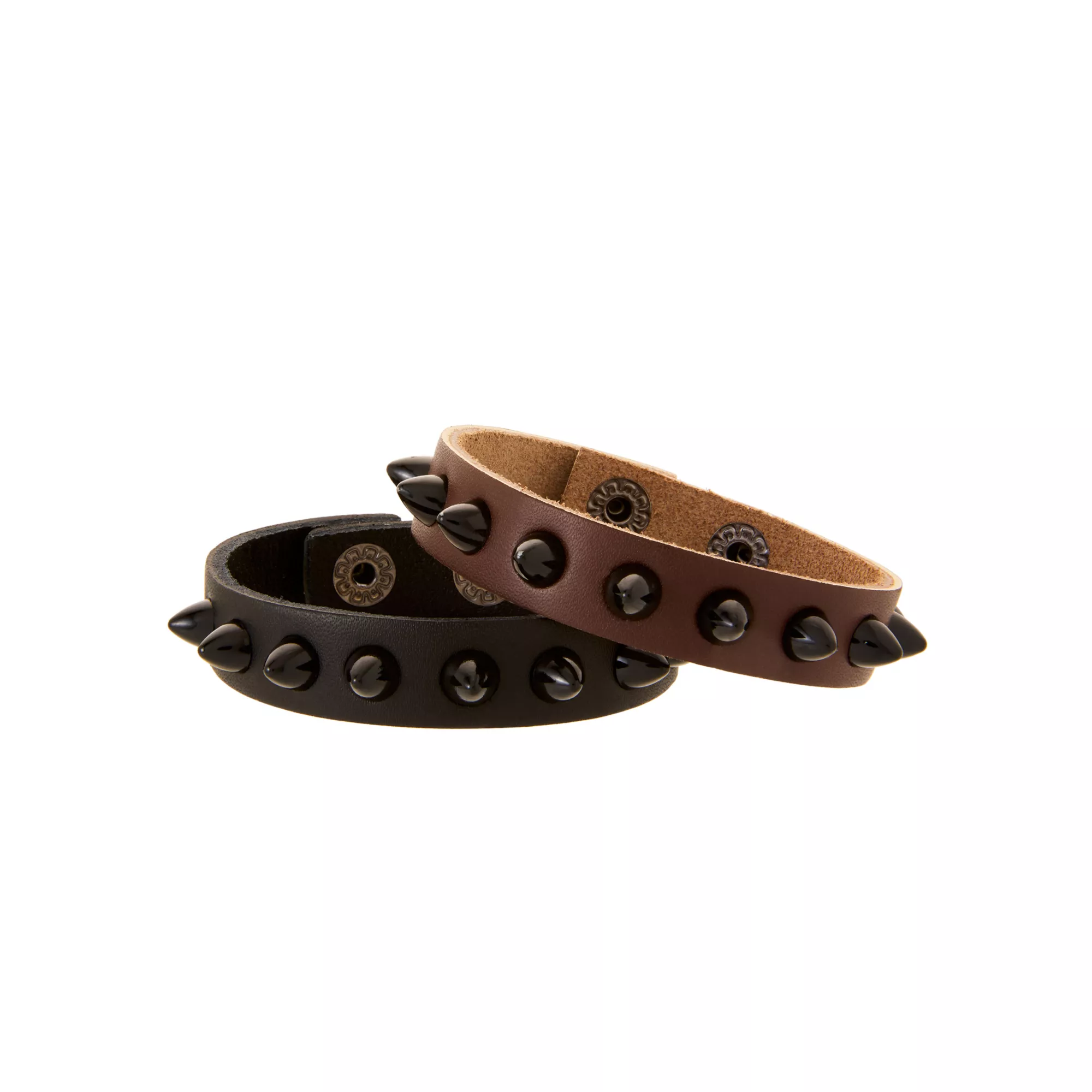 Multi-Pack Spike Brown and Black Bracelets - 2 Pack at Spencer's