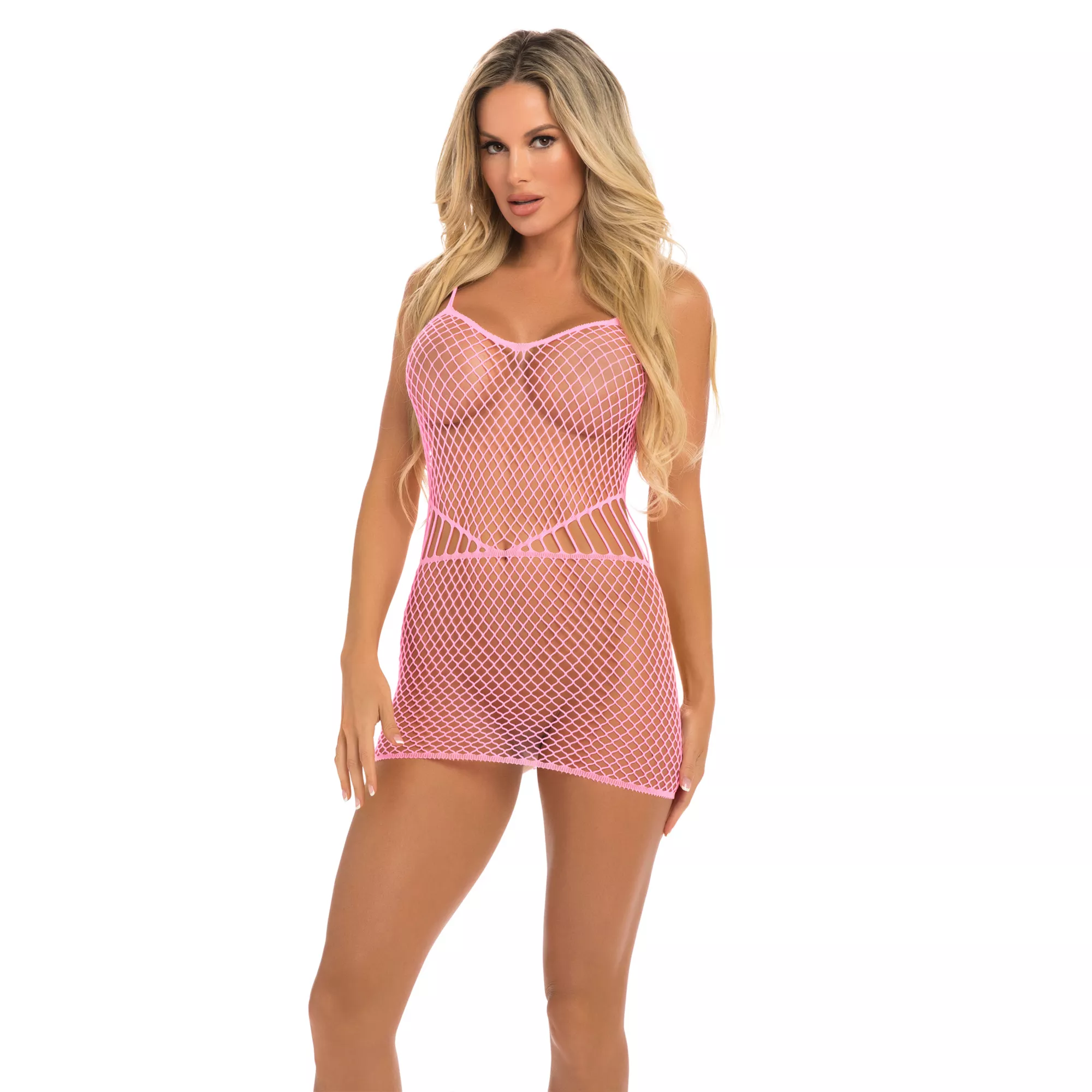 Pink Fishnet Mini Dress at Spencer's