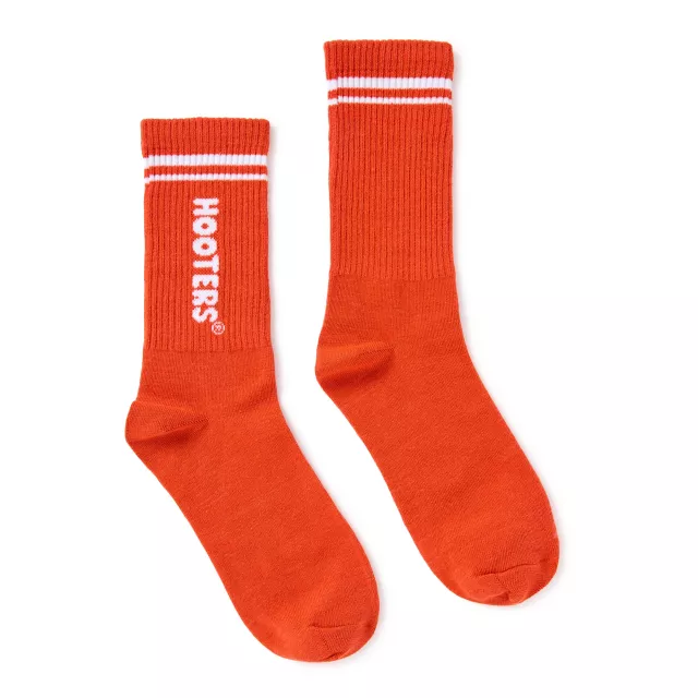 Hooters Orange Crew Socks at Spencer's