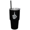 Skeleton Middle Finger Travel Tumbler with Straw - 30 oz. at Spencer's