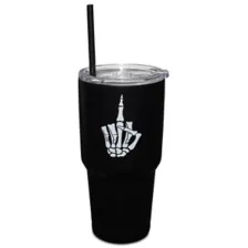 Skeleton Middle Finger Travel Tumbler with Straw - 30 oz. at Spencer's