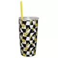 Checkered Drippy Smiley Face Cup with Straw -  20 oz. at Spencer's