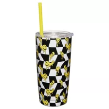 Checkered Drippy Smiley Face Cup with Straw -  20 oz. at Spencer's