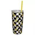 Checkered Drippy Smiley Face Cup with Straw -  20 oz. at Spencer's