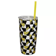 Checkered Drippy Smiley Face Cup with Straw -  20 oz. at Spencer's