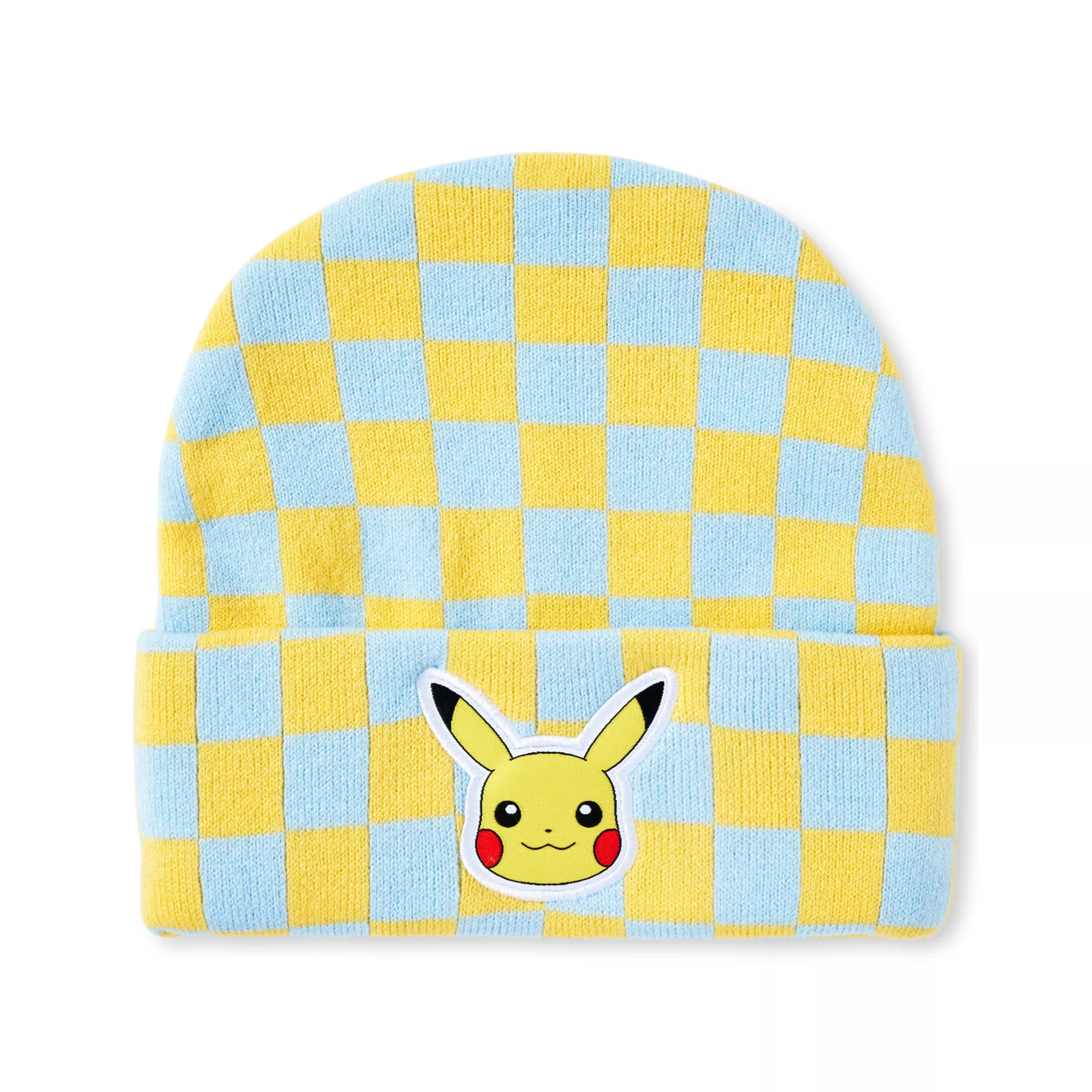 Blue and Yellow Checkered Pikachu Cuff Beanie Hat - Pokémon at Spencer's