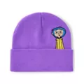 Purple Coraline and Cat Cuff Beanie Hat at Spencer's