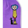 Purple Coraline and Cat Cuff Beanie Hat at Spencer's
