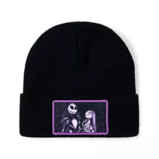 Jack and Sally Purple Patch Cuff Beanie Hat - The Nightmare Before Christmas at Spencer's