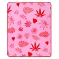 Pink Flower Girl Weed Leaf Fleece Blanket at Spencer's