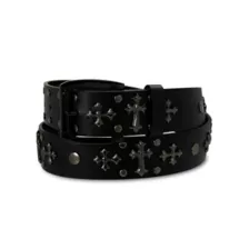Black Cross Studded Belt at Spencer's