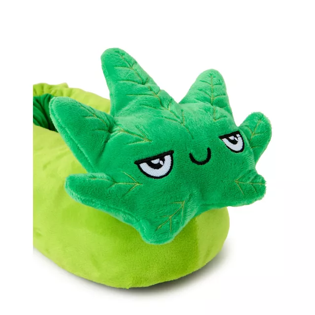 Weed Leaf Plush Slippers at Spencer's