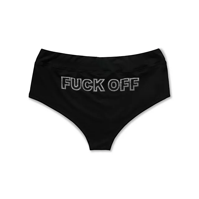Rhinestone Fuck Off Booty Shorts