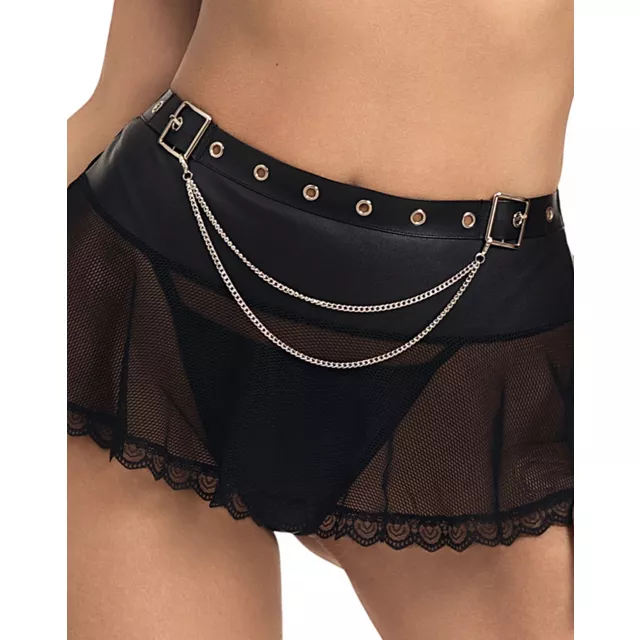 Black Mesh Chain Mini Skirt at Spencer's