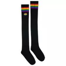Black Rainbow Over the Knee Socks at Spencer's