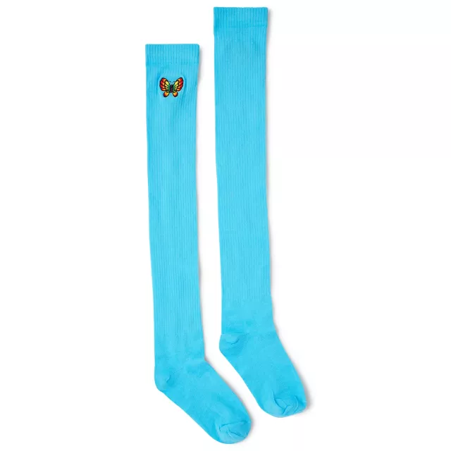 Blue Butterfly Over the Knee Socks at Spencer's