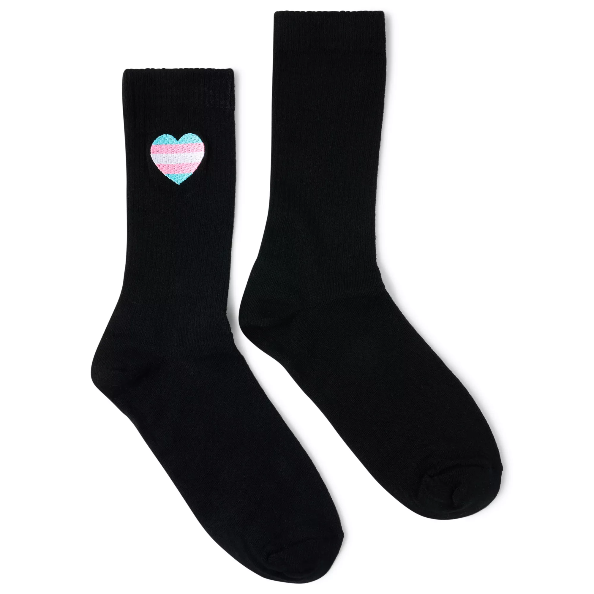 Black Transgender Pride Heart Crew Socks at Spencer's
