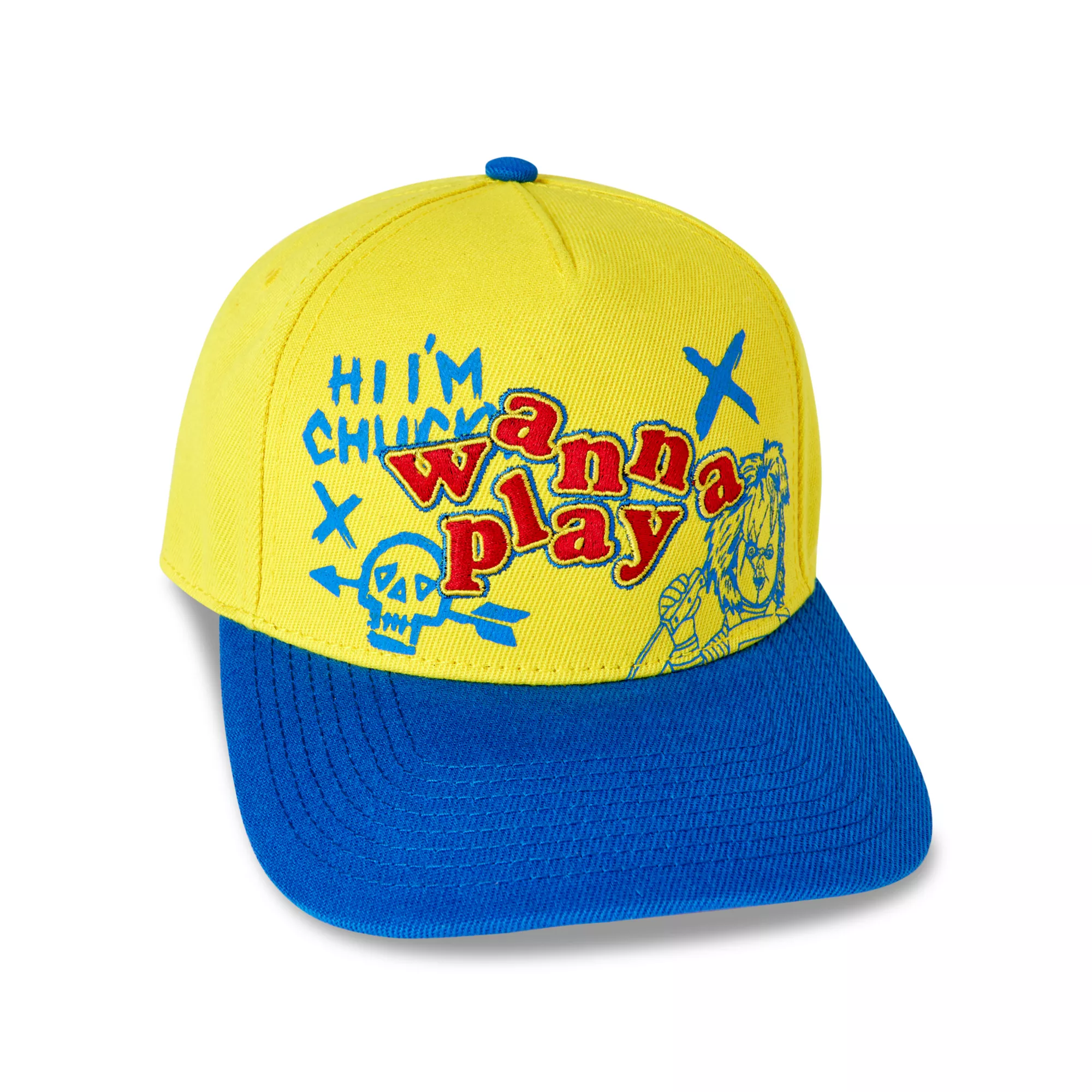 Yellow Wanna Play Snapback Hat - Chucky at Spencer's
