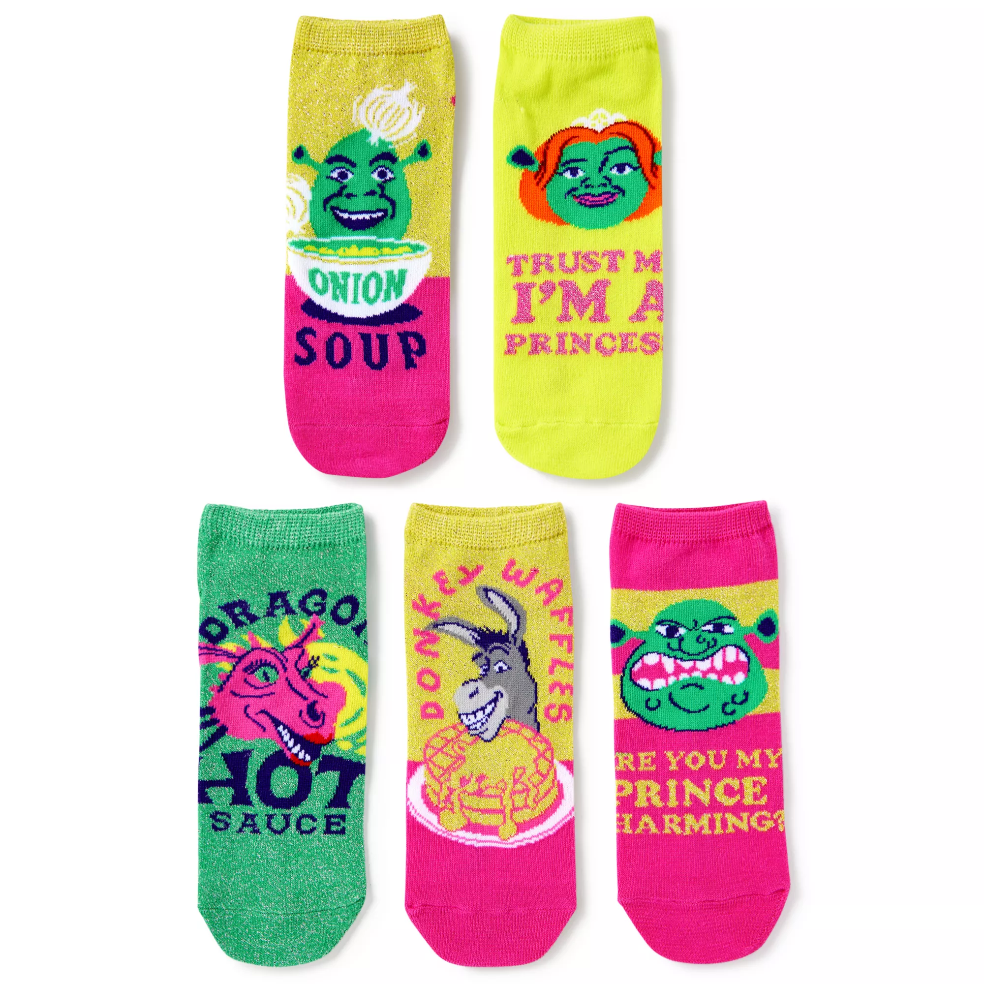 Multi-Pack Shrek No Show Socks - 5 Pack at Spencer's